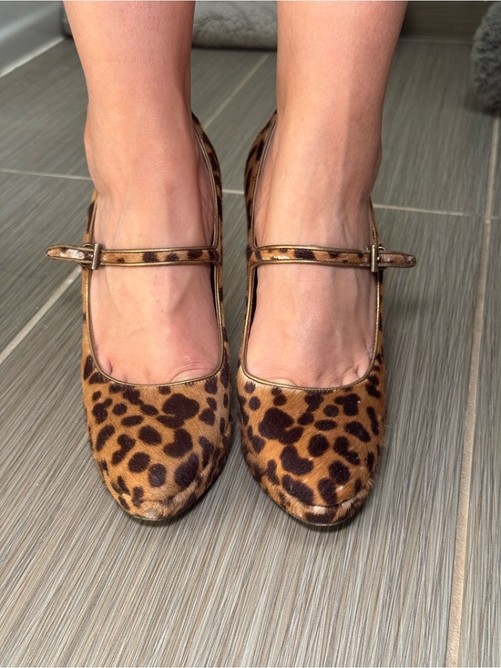 Prada Shoes - Prada Leopard Print Pony Hair Mary Jane heels